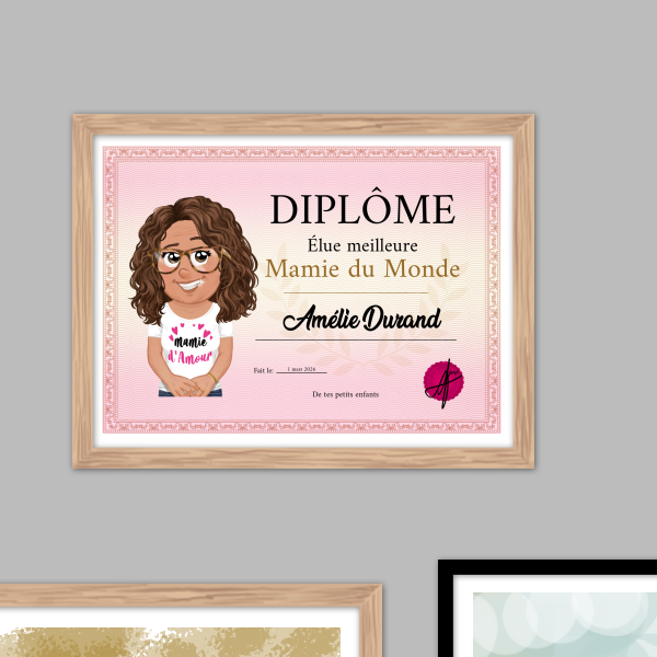 Best Grandma in the World Certificate – Personalized Frame for Grandmother’s Day