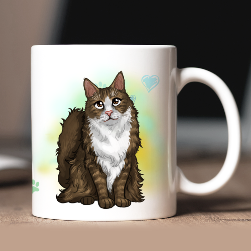 Personalized Norwegian Forest Cat mug with avatar and custom text