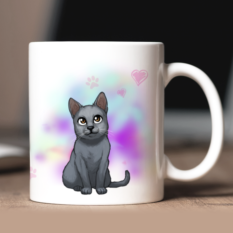 Personalized  Russian Bluemug with avatar and custom text