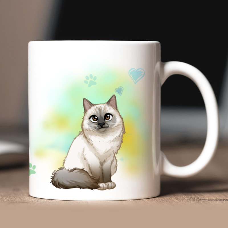 Personalized Sacred Birman mug with avatar and custom text