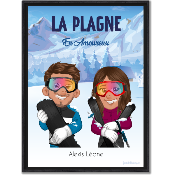 Personalised Ski Couple Poster
