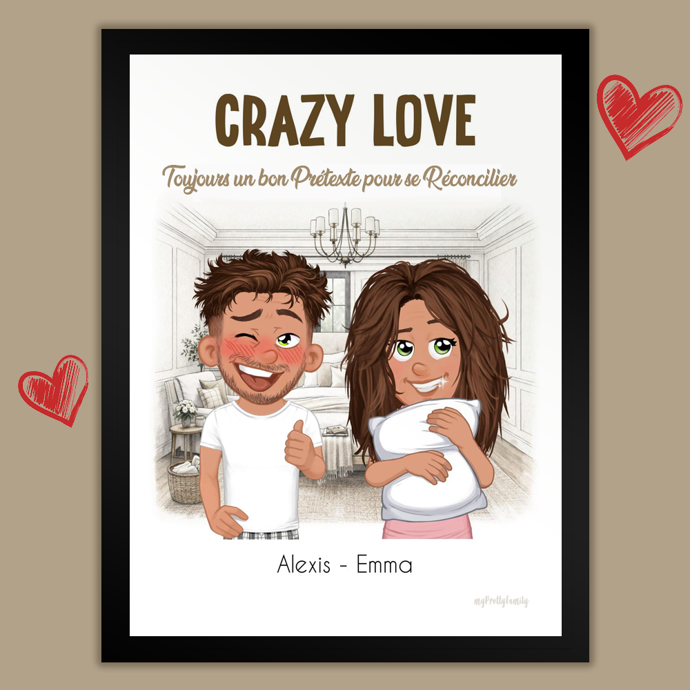 Personalised cheeky couple poster, lovers personalised poster