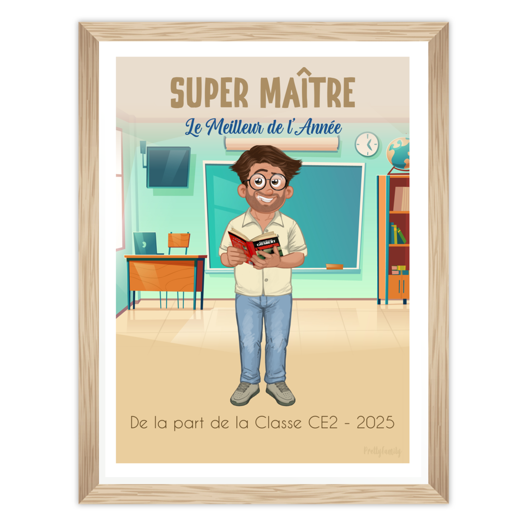 Personalized Illustrated Portrait of a School Teacher – End of Year Gift