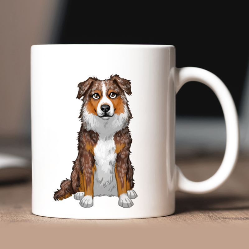 Personalized Australian Shepherd mug with avatar and custom text