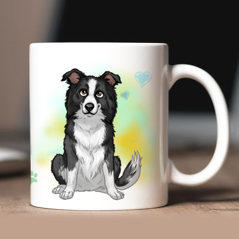 Personalized Border Collie mug with avatar and custom text