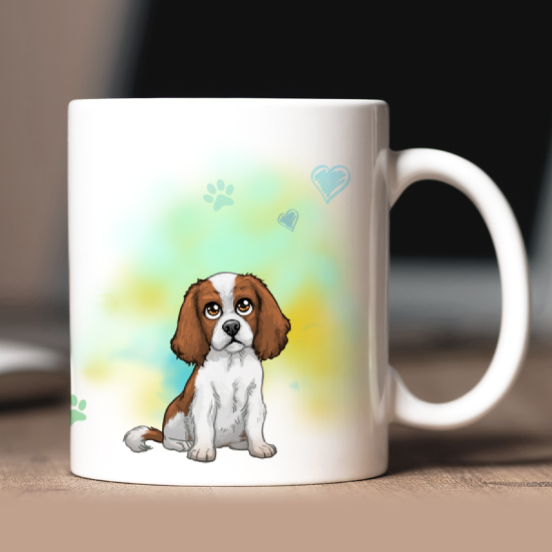Personalized Cavalier King Charles Spaniel mug with avatar and custom text