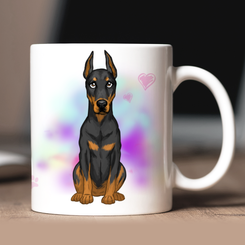 Personalized Doberman mug with avatar and custom text