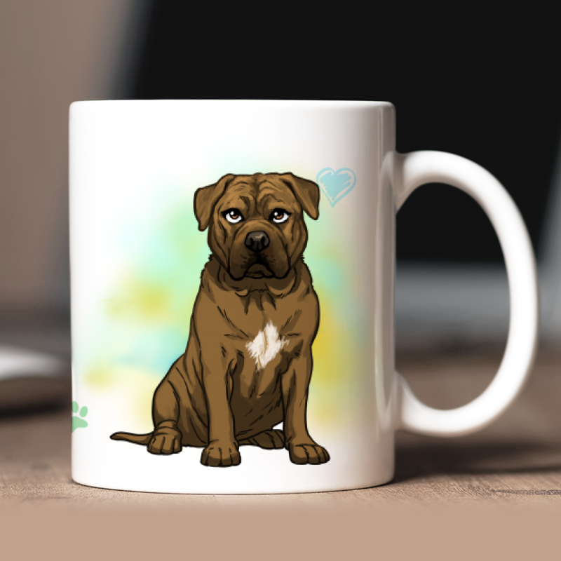 Personalized Dogue de Bordeaux mug with avatar and custom text