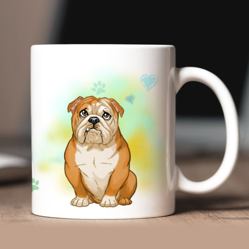 Personalized English Bulldog mug with avatar and custom text