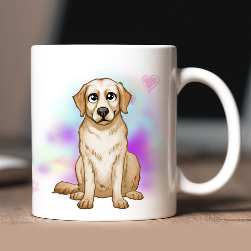 Personalized Golden Retriever mug with avatar and custom text