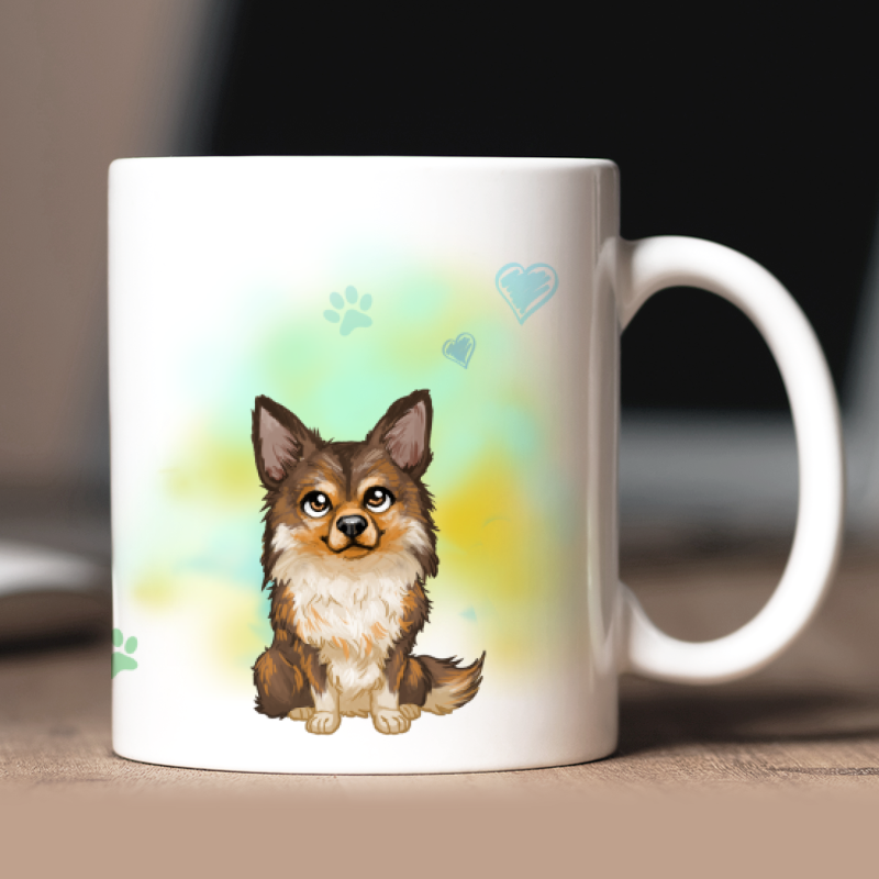 Personalized Long-haired Chihuahua mug with avatar and custom text