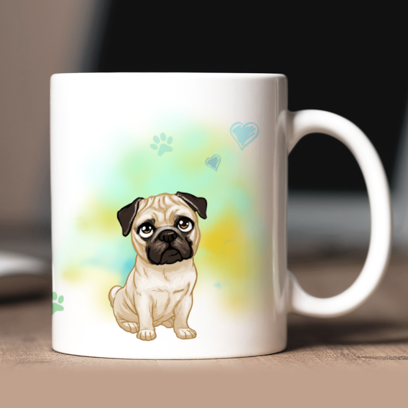 Personalized Pug mug with avatar and custom text