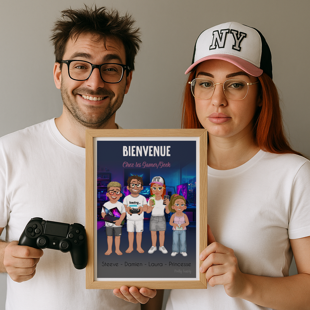 Personalised Avatar Illustration of a Geek/Gamer Family