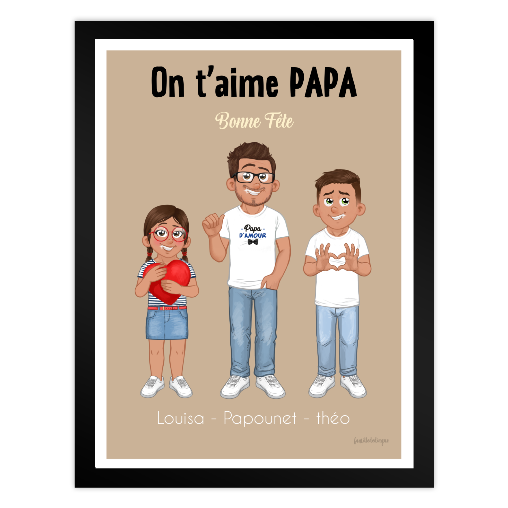  Personalized dad avatar print with heart background – Father’s Day gift