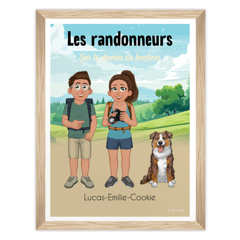 Family Hiking – Personalized Poster with Mountain or Lake Background