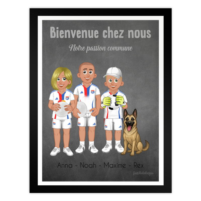 Custom Family Poster in OL Colours – Lyon Football Fans
