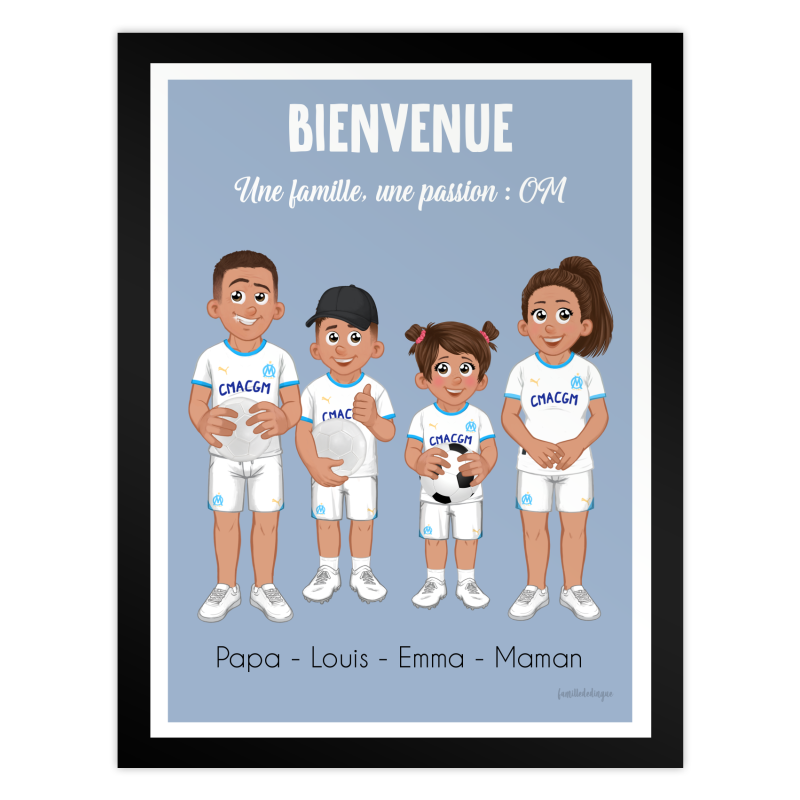 Custom Family Poster in OM Colours – Marseille Football Fans