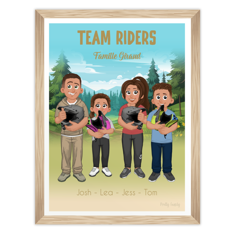  Custom family motocross poster with avatars and helmets