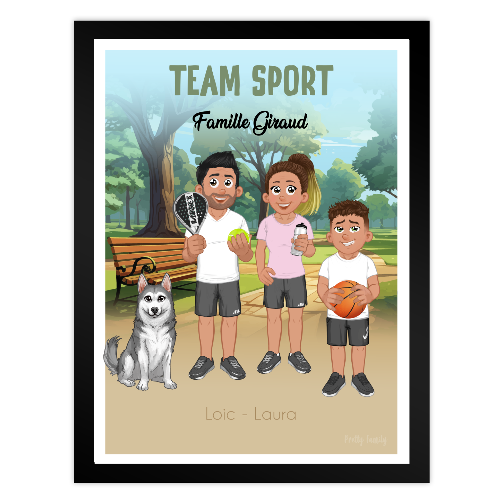 Personalised family portrait for sports lovers