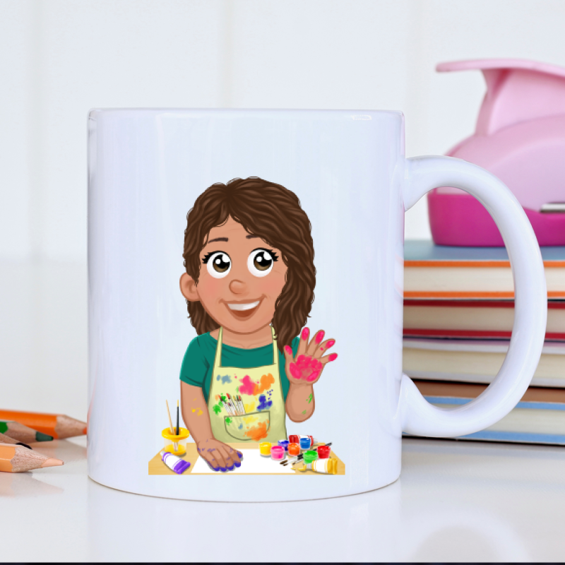 Custom avatar mug for after-school care worker