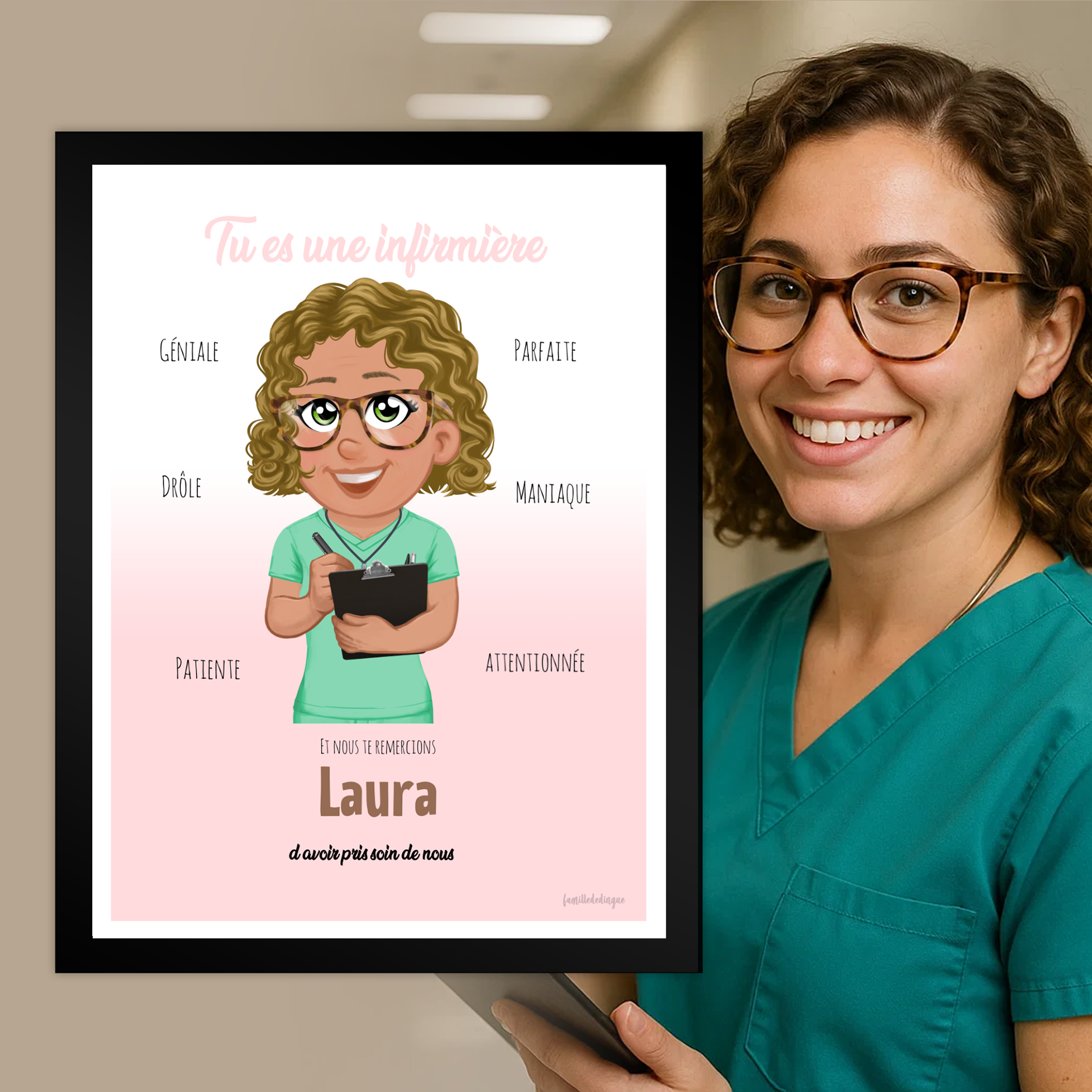  Custom nurse illustration with avatar and thank-you text