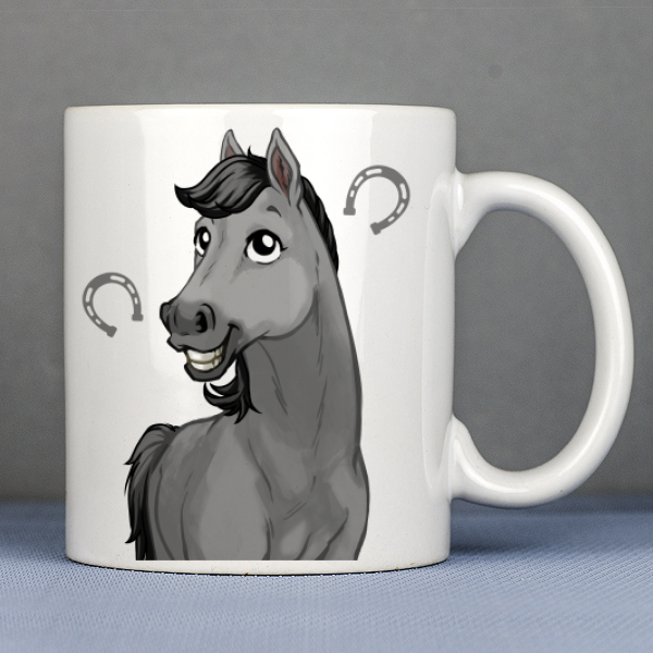Personalized grey Horse Mug