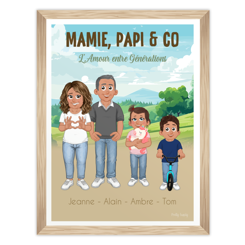 Poster personnalisé | Grandma, Grandpa & Family – Custom Family Portrait