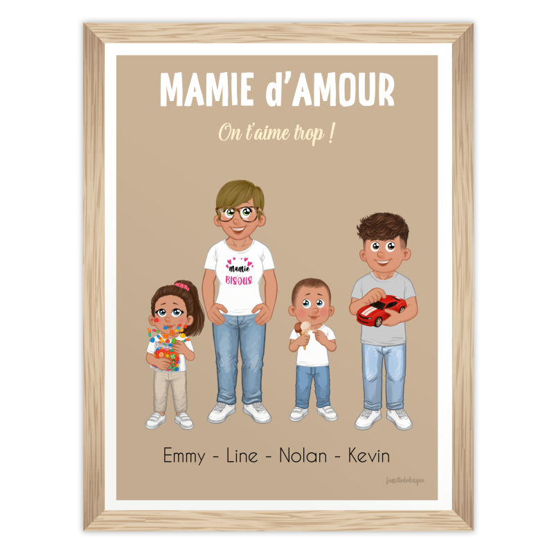 personalized loving grandma poster with grandchildren