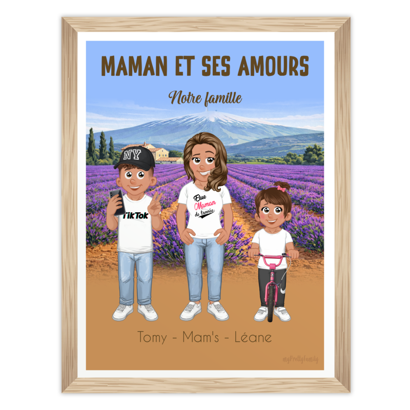 Personalized mum and children poster with customizable background, Mother’s Day gift