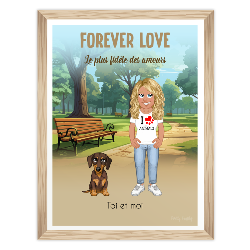Chill Woman with Her Beloved Dog – Customizable Valentine’s Day Poster